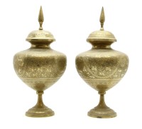 Lot 316 - A pair of 19th century Indian brass jars and covers
