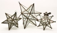 Lot 208 - An Indian tin and glazed star shaped hanging lantern