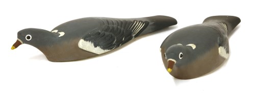 Lot 299 - An unusual pair of unused carved and painted wooden pigeon decoys