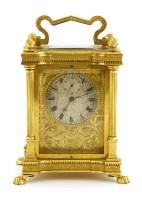 Lot 1025 - An English brass carriage timepiece