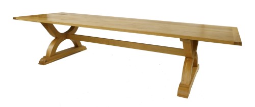 Lot 509 - A large contemporary oak refectory table