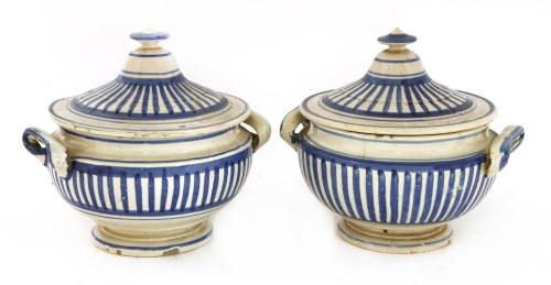 Lot 502 - A pair of French faience tureens and covers