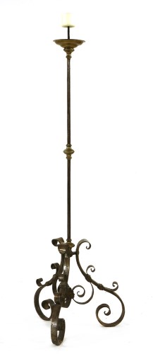Lot 523 - A wrought iron floor-standing pricket candlestick