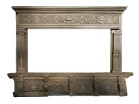 Lot 538 - An oak chimney piece and overmantel