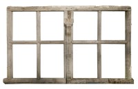 Lot 604 - A large antique oak mullioned window frame