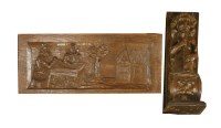 Lot 610 - A carved oak term playing a lute