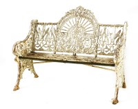 Lot 1041 - A Coalbrookdale white painted cast iron bench