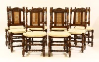 Lot 484 - Eight 17th Century style oak dining chairs