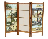 Lot 499 - A pine three fold screen