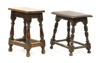 Lot 483 - Two oak joined stools