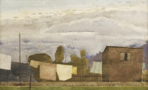 Lot 217 - Lionel Bulmer (1919-1992)
'DUSK AND THE WASHING STILL OUT'
Signed with initial and dated '49 l.l.