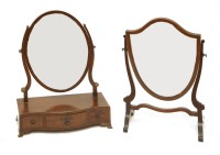 Lot 384 - A George III mahogany and crossbanded toilet mirror