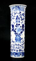 Lot 186 - A Chinese blue and white cylindrical vase