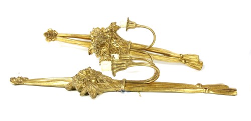 Lot 239 - A pair of giltwood twin light wall sconces