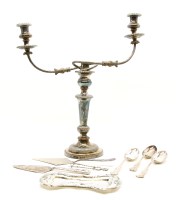 Lot 250A - A pair of Victorian Sheffield plated three light candleabra