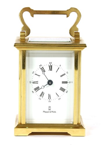 Lot 160 - A Mappin and Webb brass cased carriage clock