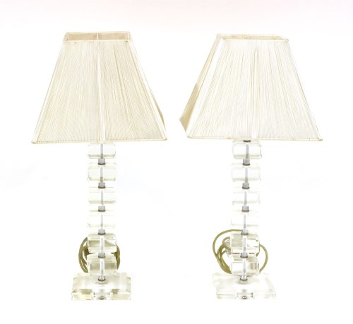 Lot 285 - A pair of Modern clear glass table lamps