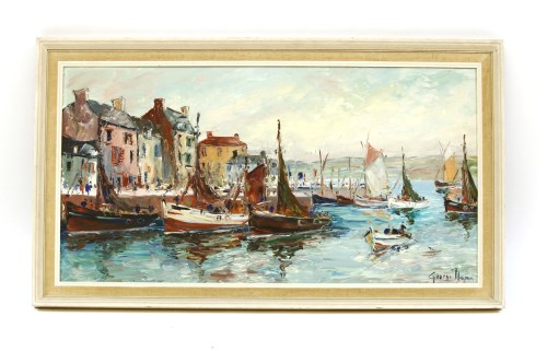 Lot 301 - George Hann (1900-1979)
FISHING BOATS IN PORT
Oil on board
Signed lower right
39cm x 75cm