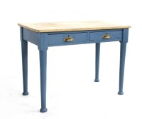 Lot 400 - A scrubbed pine and Neptune blue painted side table