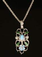 Lot 137 - An Arts and Crafts silver and enamelled pendant