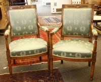 Lot 446 - A set of six Napolean III walnut elbow chairs
