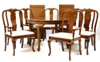 Lot 332 - A 20th century Queen Anne style dining table and eight chairs