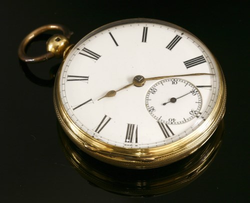 Lot 581 - An 18ct gold key wound open faced pocket watch