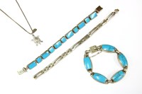 Lot 71 - Two Mexican silver Taxco turquoise set bracelets