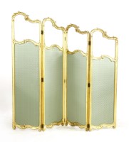 Lot 394 - A 19th century French gilt four fold dressing screen