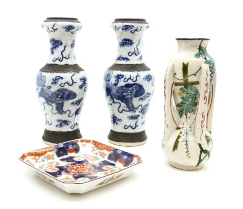 Lot 204 - A pair of 20th century Chinese crackle glazed vases