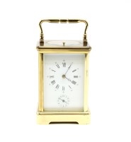 Lot 164 - A 20th century brass carriage clock