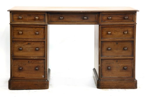 Lot 361 - Three part mahogany pedestal desk