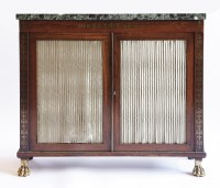 Lot 828 - A pair of Regency rosewood and brass inlaid side cabinets