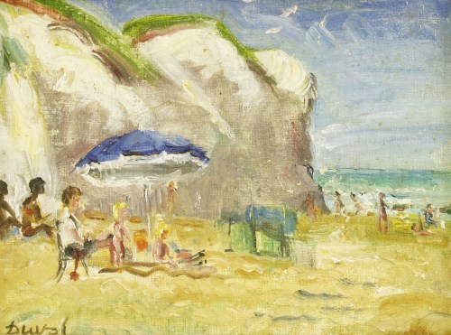 Lot 634 - Dorothy Duval (1917-2005)
'THE BEACH AT BROADSTAIRS';
FIGURES ON A BEACH
Two