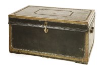 Lot 846 - A George III leather and brass-mounted trunk