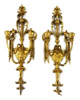 Lot 1003 - A pair of carved wood and gesso wall sconces