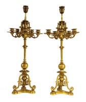 Lot 426 - A pair of ormolu table lights