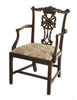 Lot 1004 - A George III Chippendale-style mahogany elbow chair