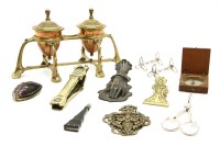 Lot 131 - A late 19th/early 20th century Arts & Crafts inkwell and pen stand