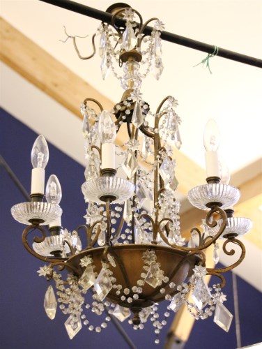 Lot 219 - A mid 20th Century crystal glass chandelier