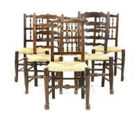 Lot 558 - Six Lancashire spindle back chairs