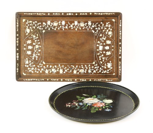 Lot 417 - A mother of pearl inlaid tray