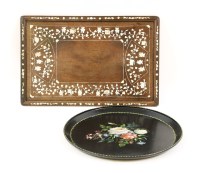 Lot 417 - A mother of pearl inlaid tray