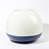 Lot 382 - An Italian blue lacquered aluminium and opaline glass 'Platea' table lamp
