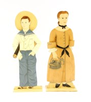 Lot 333 - A pair of Victorian style life size dummy broad fire figures of a boy and girl