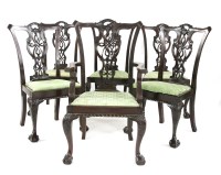 Lot 417 - A set of six Chippendale style dining chairs