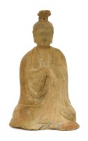 Lot 158 - A  Chinese brown stoneware model of a seated figure