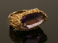 Lot 243 - A 9ct rose gold single stone amethyst ring