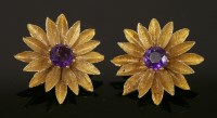 Lot 225 - A pair of 9ct gold amethyst earrings