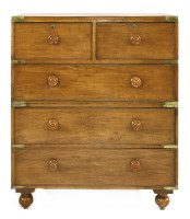 Lot 938 - A teak two-section campaign chest